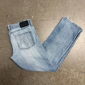 Marc Anthony Mens Slim Fit Distressed Light Wash Jeans 32x32‎ Cotton Frayed Hem